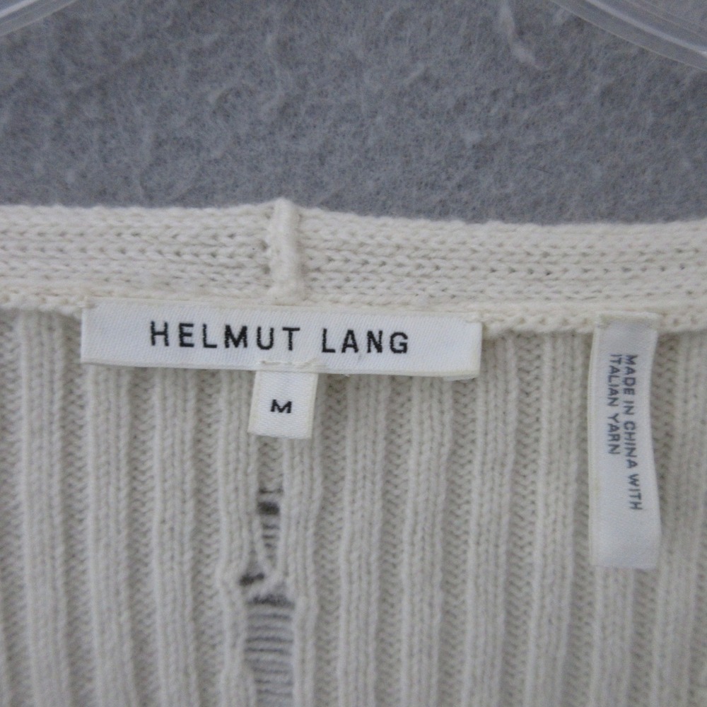 Helmut Lang Sweater Women M Lambswool Distressed Ribbed Grunge Edgy Thumbhole - Picture 4 of 11